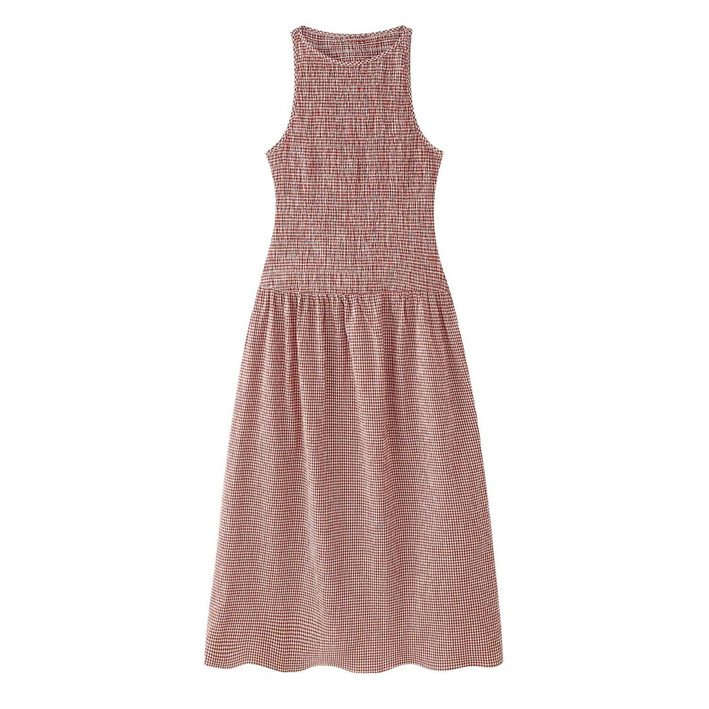 Elegante Geruite Jurk Eenvoudige Jurk voor Dames