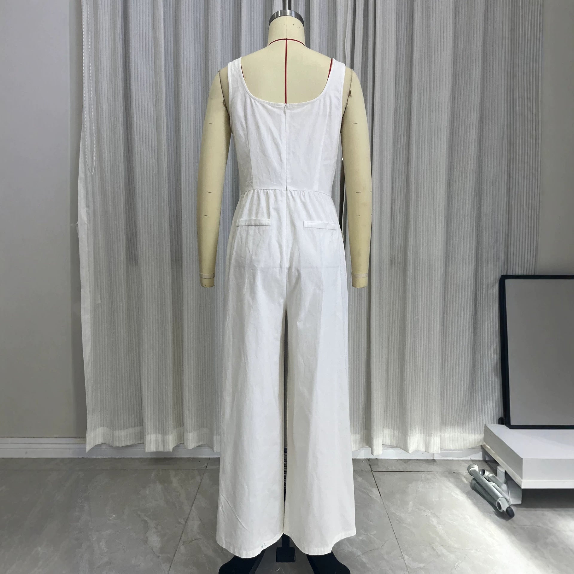 Zomerse V-hals mouwloze jumpsuit met hoge taille voor dames