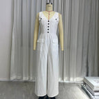 Zomerse V-hals mouwloze jumpsuit met hoge taille voor dames