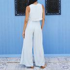 Celeste Geborduurde Wide-Leg Set