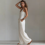 Zomerse V-hals mouwloze jumpsuit met hoge taille voor dames