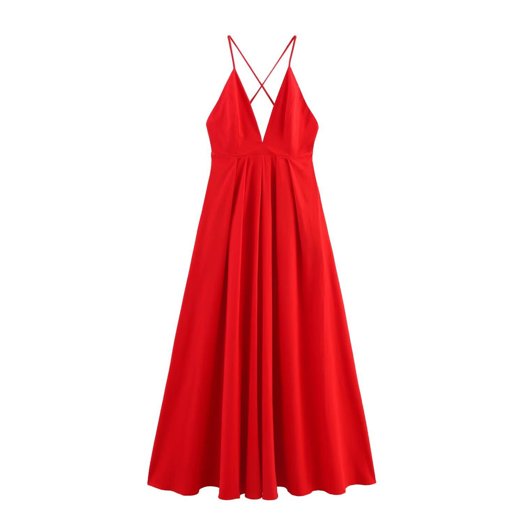 Street fashion veelzijdige, eenvoudige backless jurk voor dames