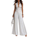Mouwloze jumpsuit met kanten patchwork