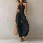 Mouwloze halternek rugvrije jumpsuit met hoge taille