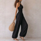 Mouwloze halternek rugvrije jumpsuit met hoge taille