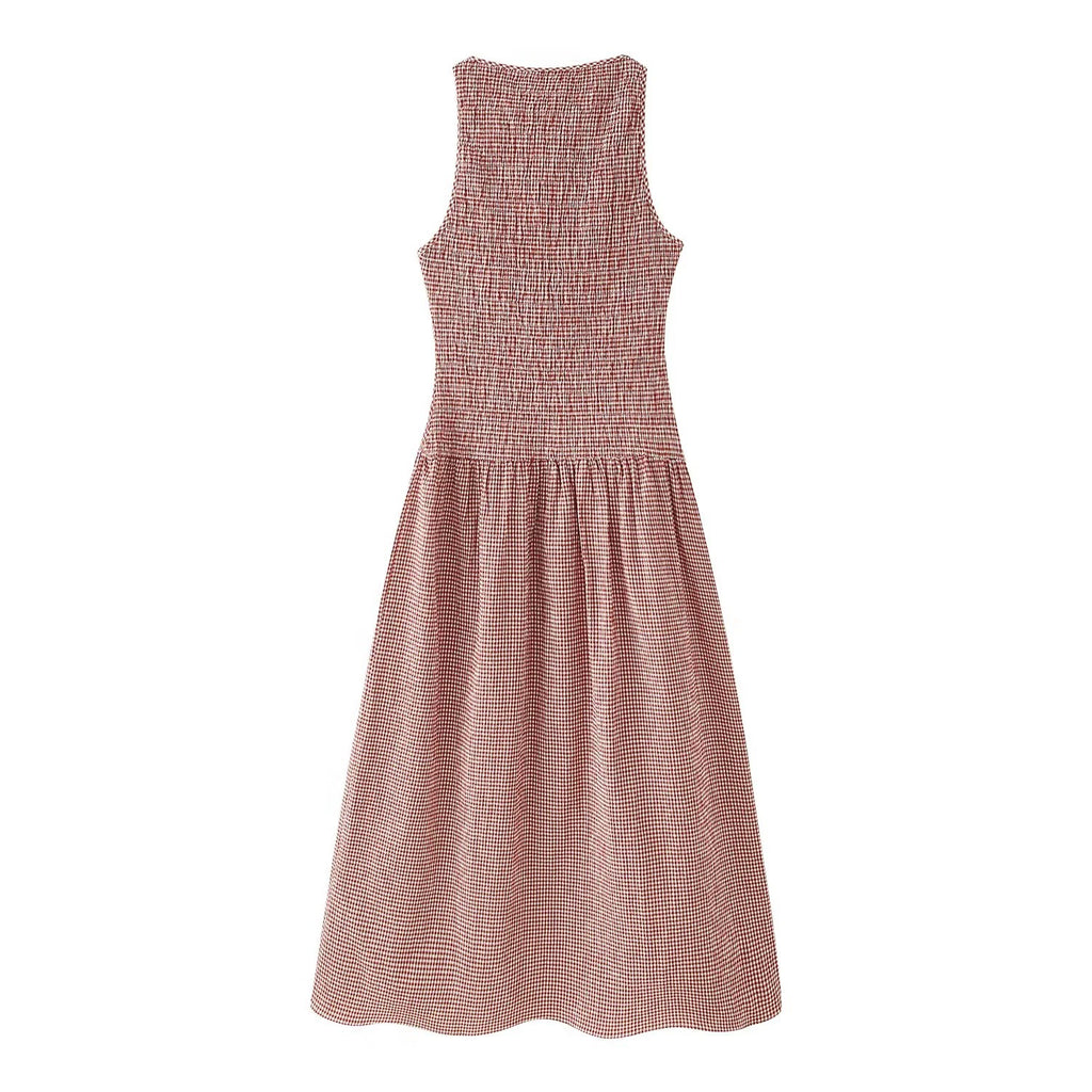 Elegante Geruite Jurk Eenvoudige Jurk voor Dames