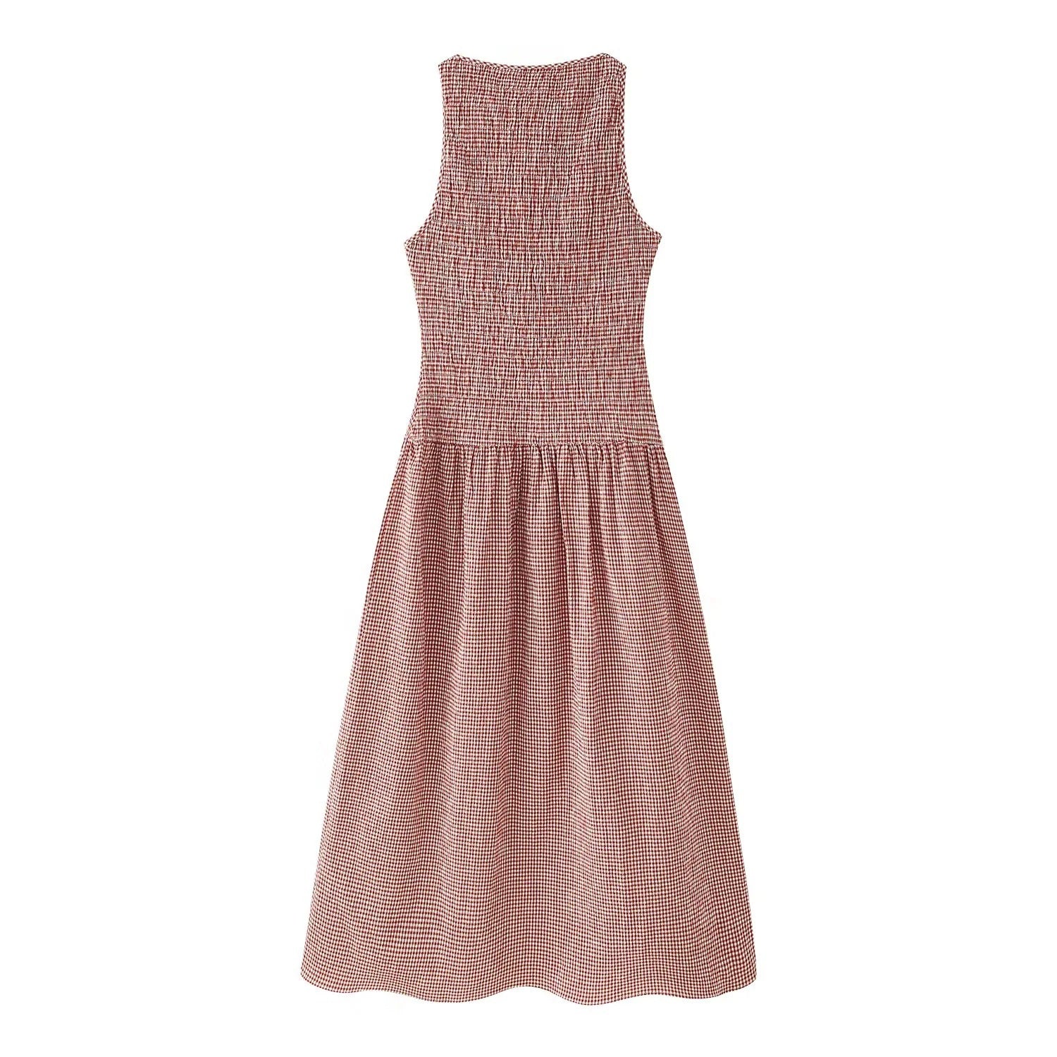 Elegante Geruite Jurk Eenvoudige Jurk voor Dames
