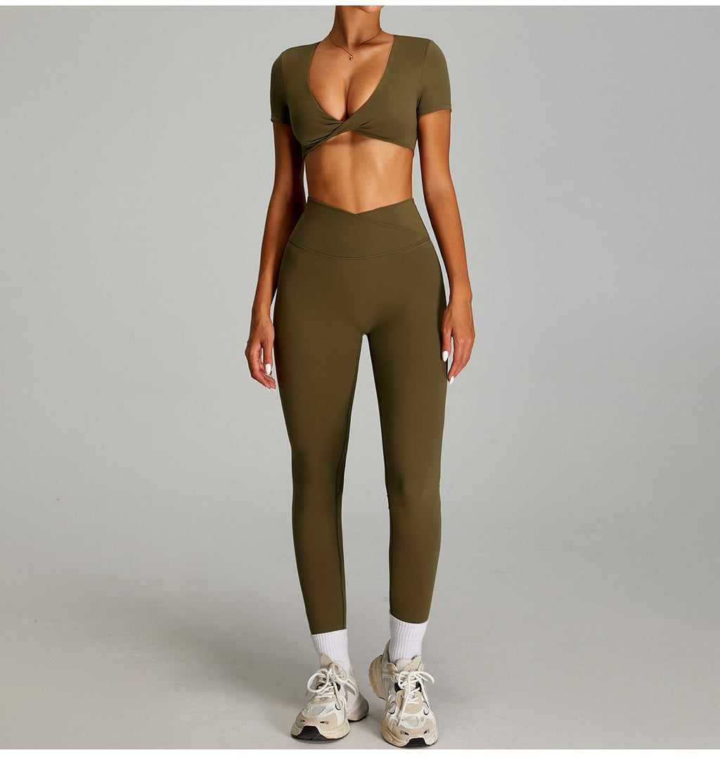 Sportpak met hoge taille en gekruiste bandjes voor dames