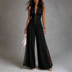 Mouwloze jumpsuit met kanten patchwork
